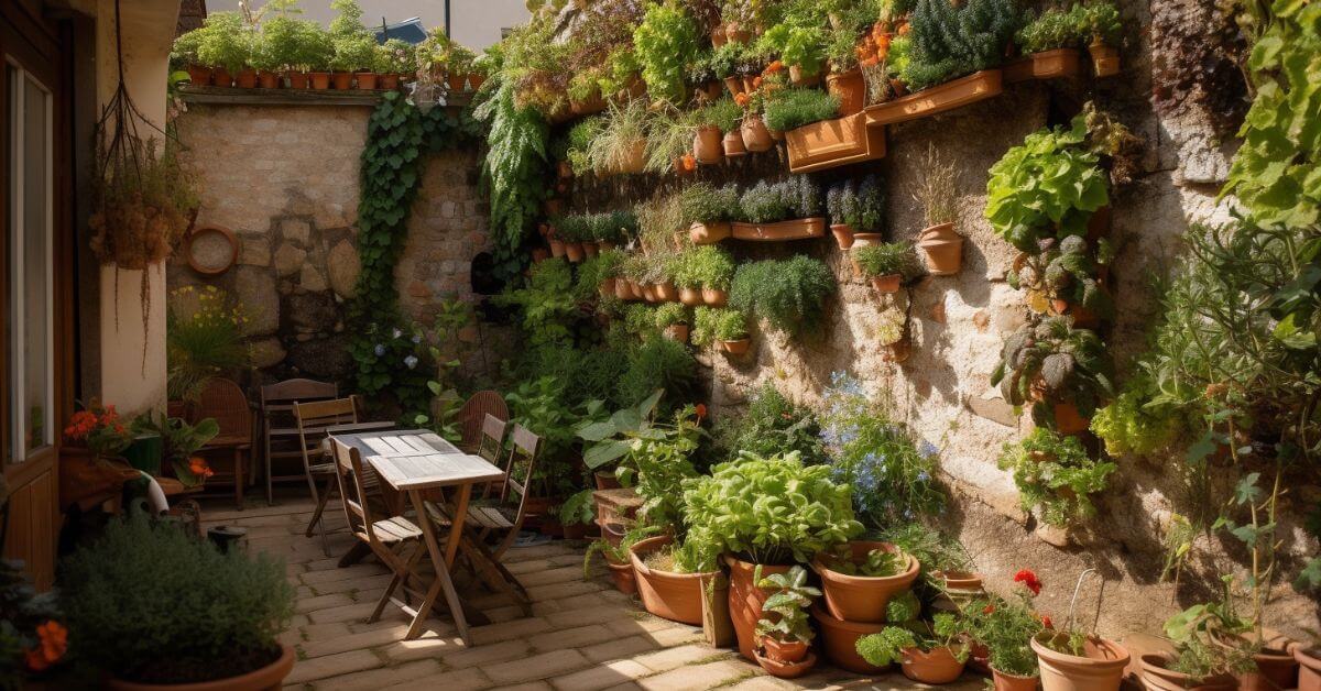 Vertical garden on a patio