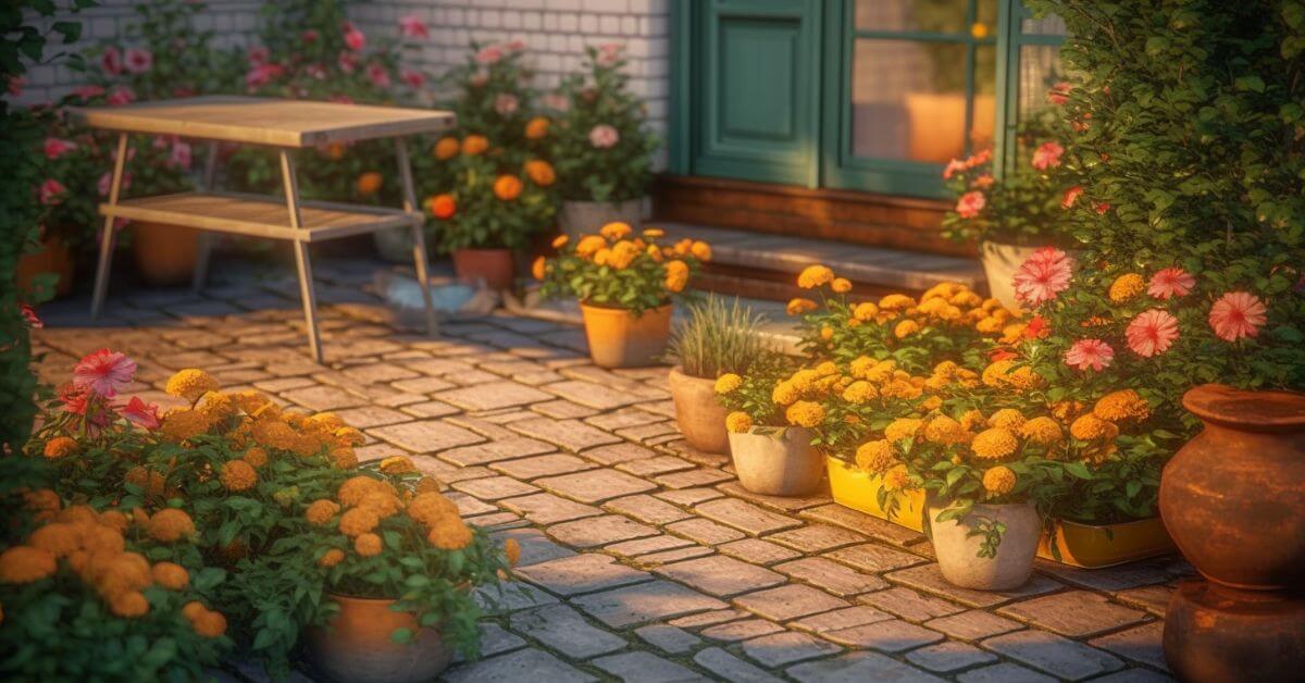 Patio Garden Marigolds and Petunias